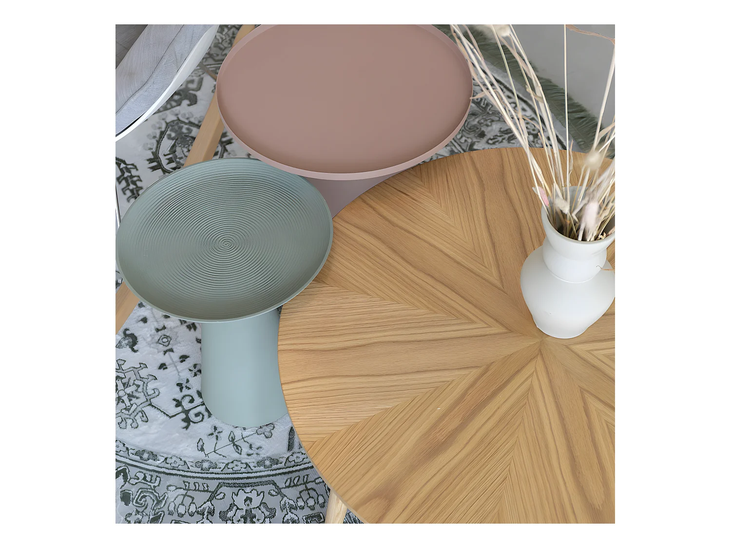 Ringar - Table d'appoint ronde en aluminium ø39,5cm - Rose