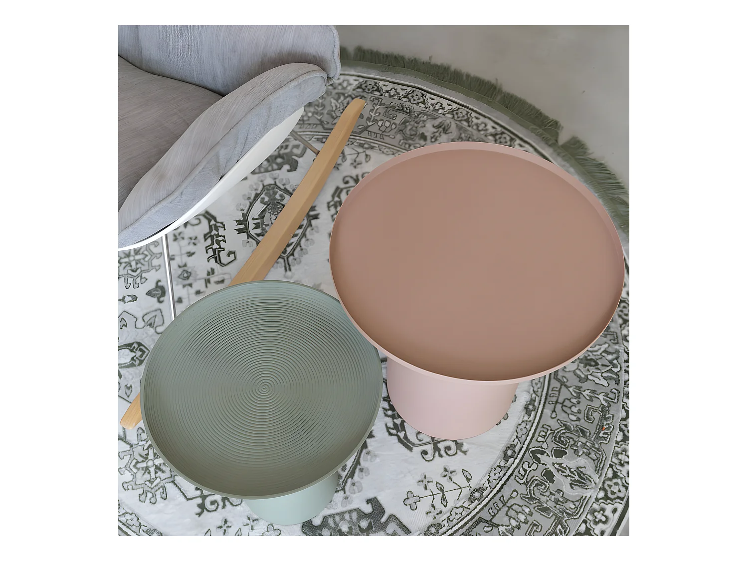 Ringar - Table d'appoint ronde en aluminium ø39,5cm - Rose