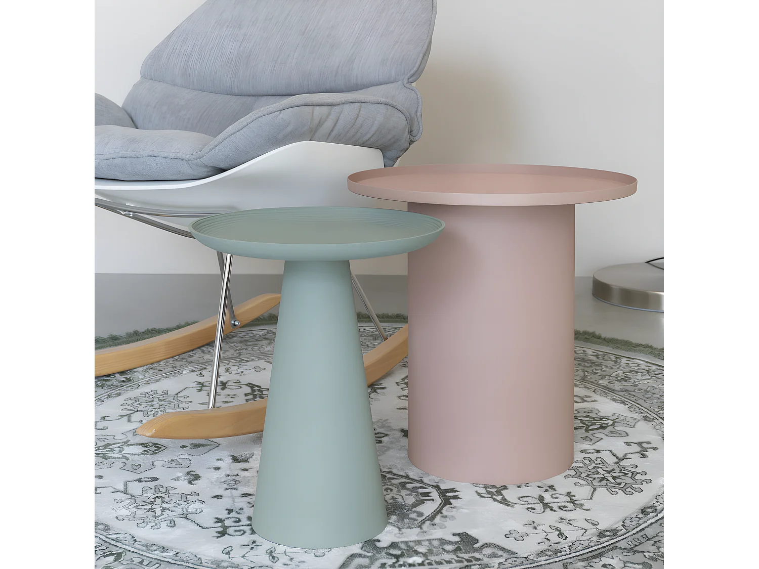 Ringar - Table d'appoint ronde en aluminium ø39,5cm - Rose