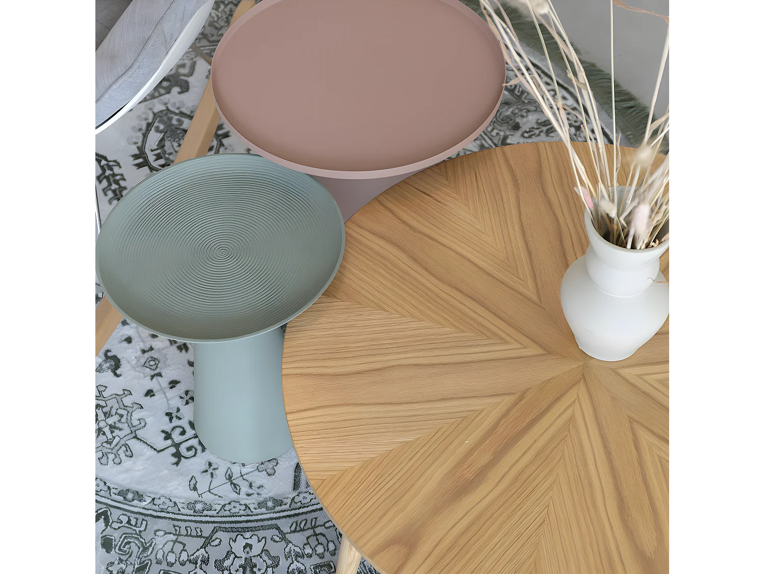 Ringar - Table d'appoint ronde en aluminium ø39,5cm - Rose