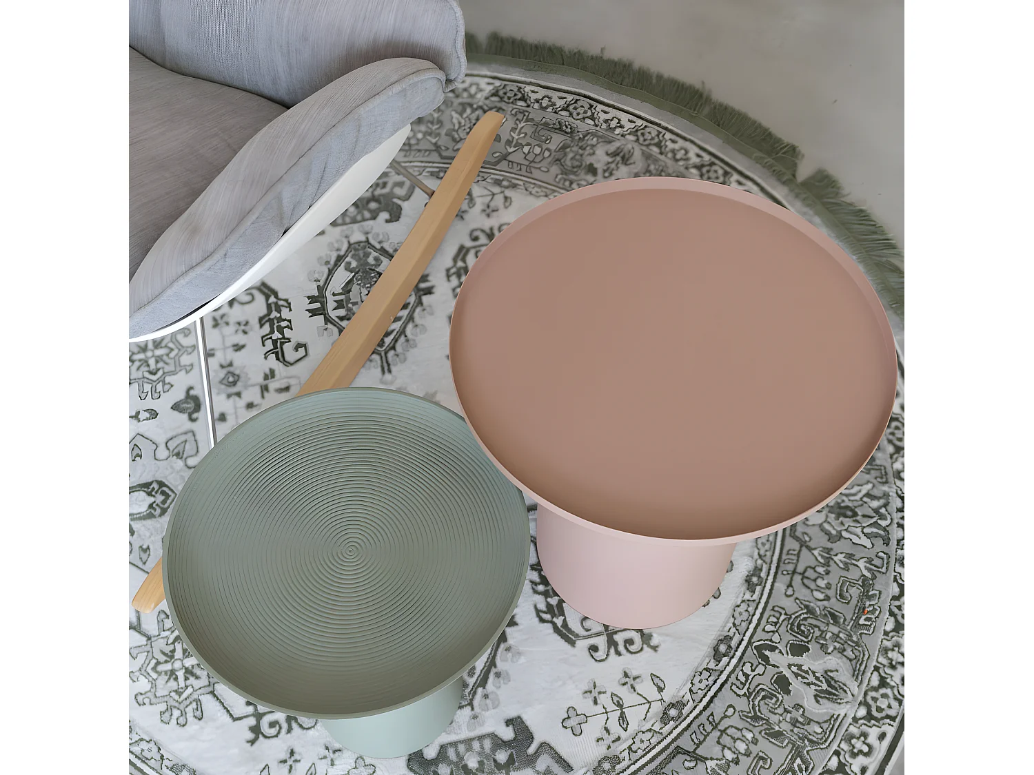 Ringar - Table d'appoint ronde en aluminium ø39,5cm - Rose