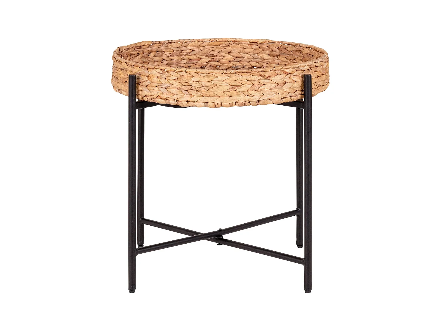 Mesa auxiliar NARO de metal y jacinto de agua Ø 50 cm