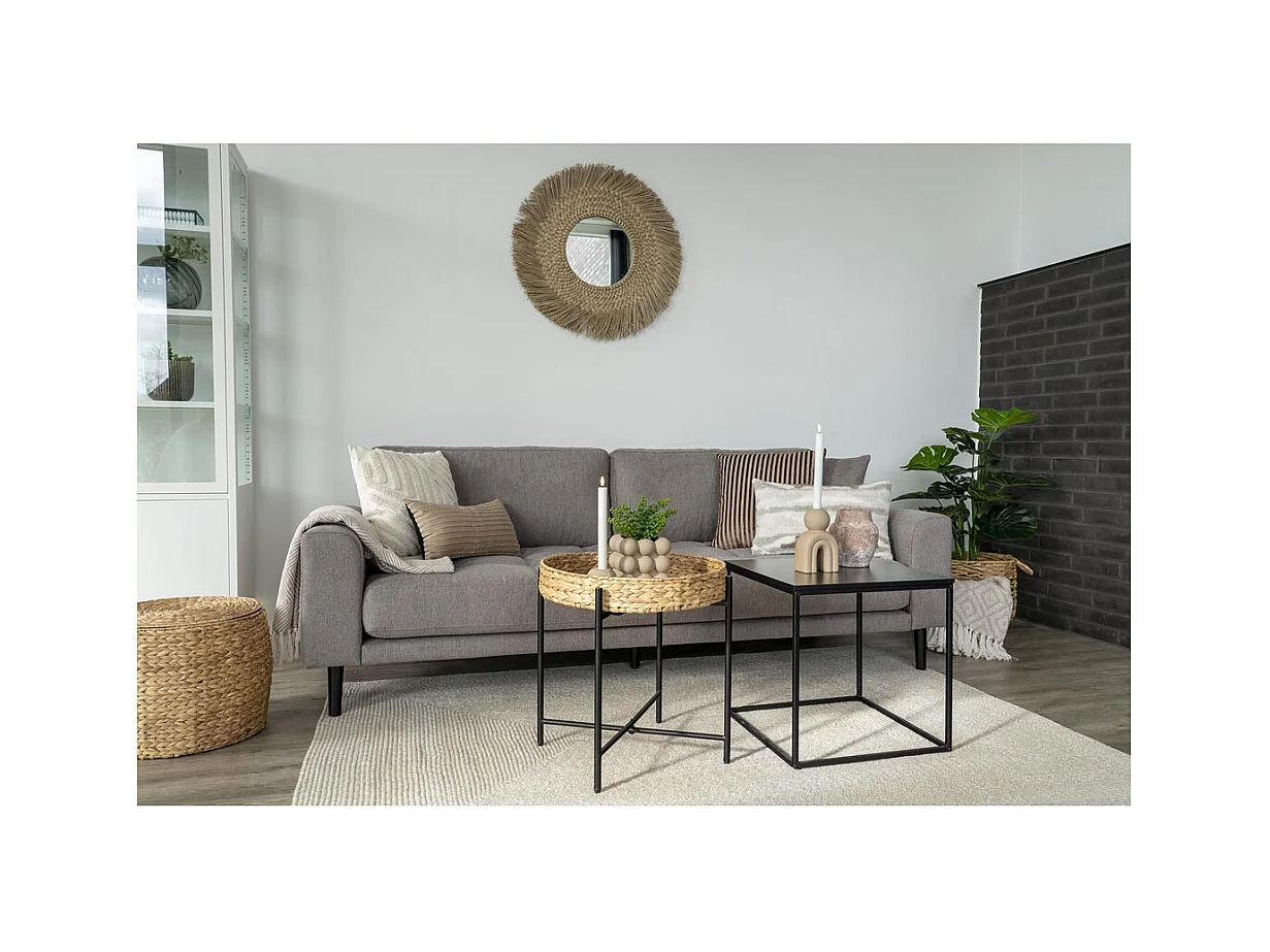 Mesa auxiliar NARO de metal y jacinto de agua Ø 50 cm