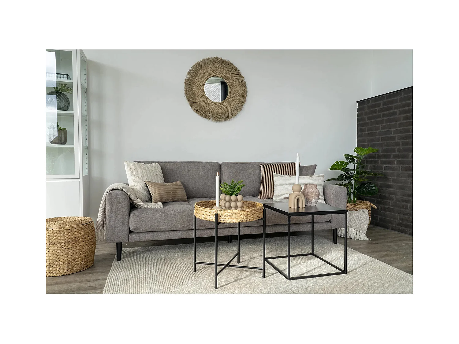 NARO metalen & waterhyacint bijzettafel Ø 50 cm