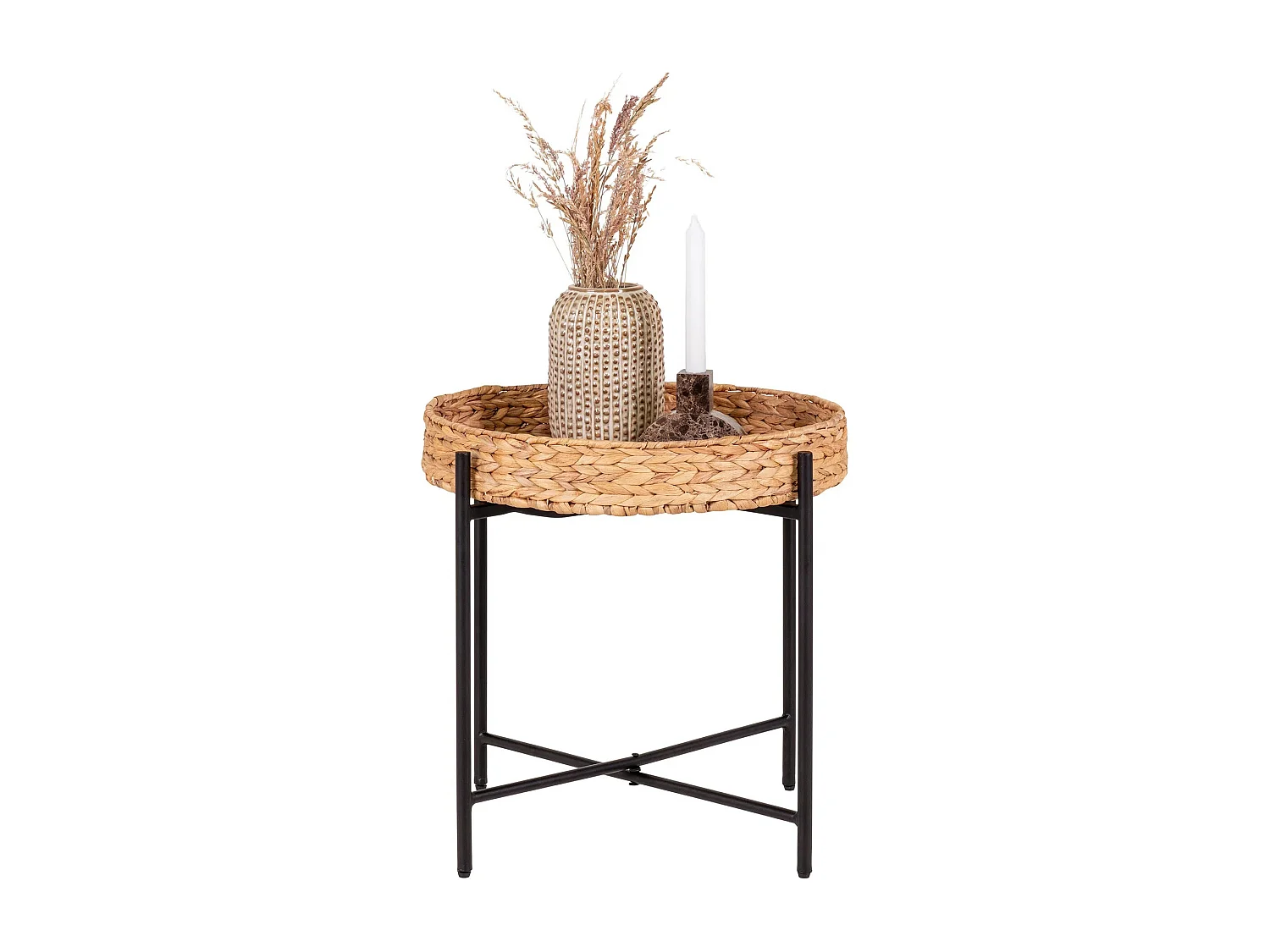 Table d’appoint métal & jacinthe d’eau NARO Ø 50cm