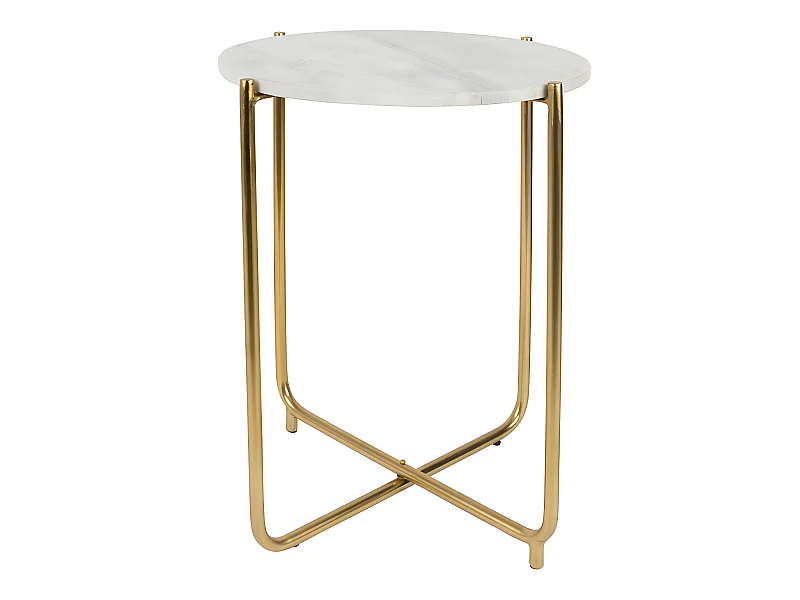 Timpa - Table d'appoint marbre et laiton - Blanc craie