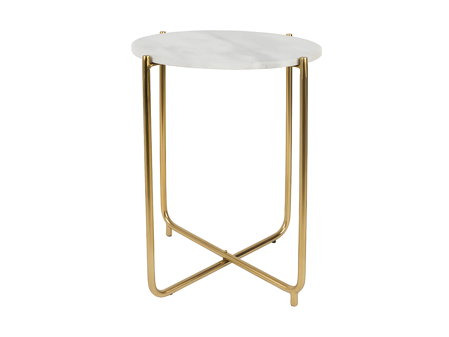 Timpa - Table d'appoint marbre et laiton - Blanc craie