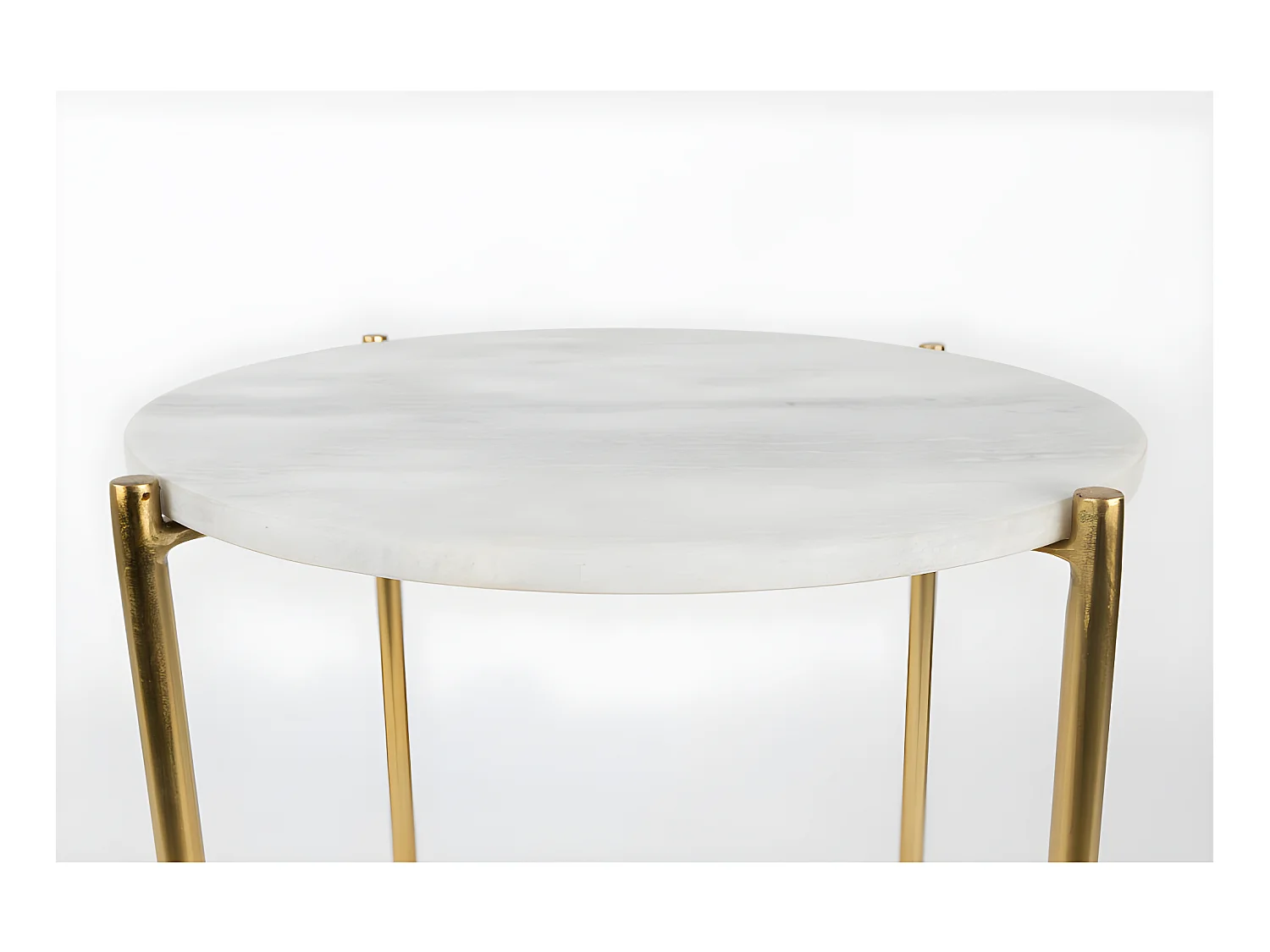 Timpa - Table d'appoint marbre et laiton - Blanc craie