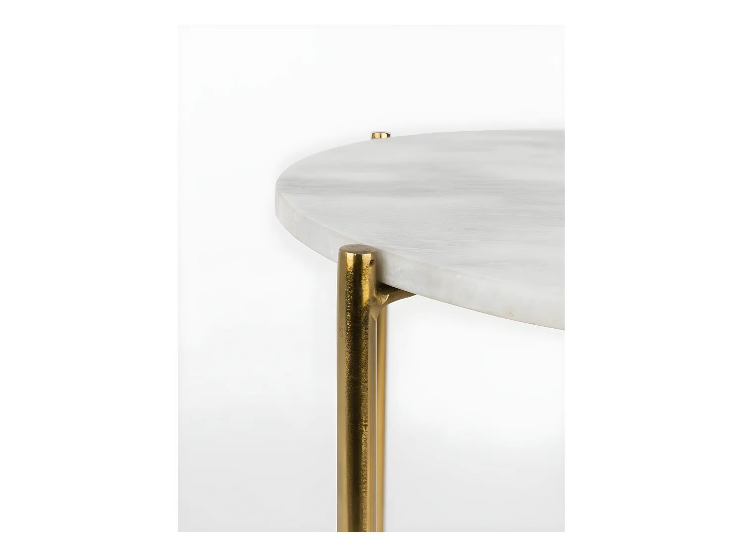 Timpa - Table d'appoint marbre et laiton - Blanc craie
