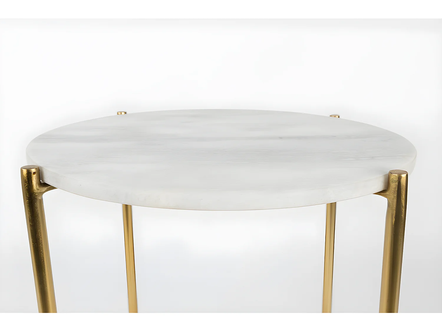Timpa - Table d'appoint marbre et laiton - Blanc craie