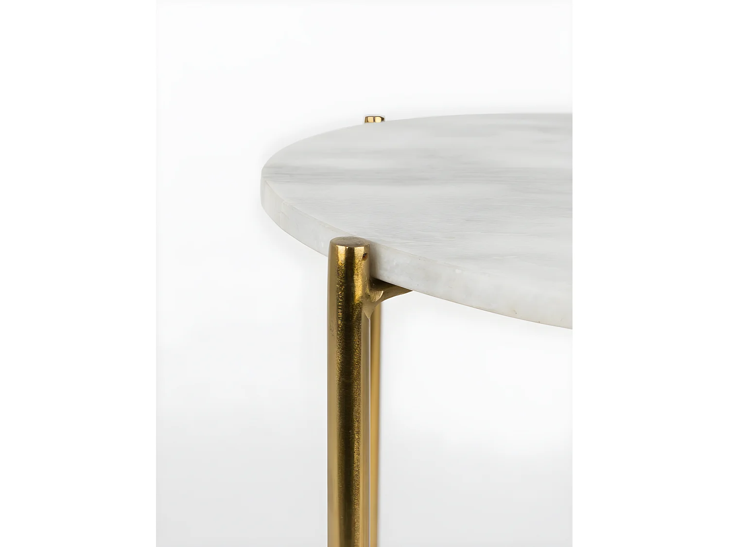 Timpa - Table d'appoint marbre et laiton - Blanc craie