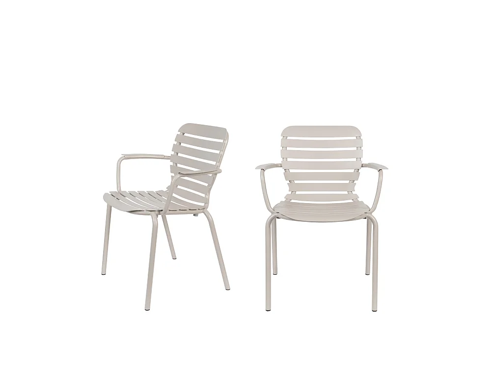 Vondel - Lot de 2 fauteuils de jardin en métal - Beige