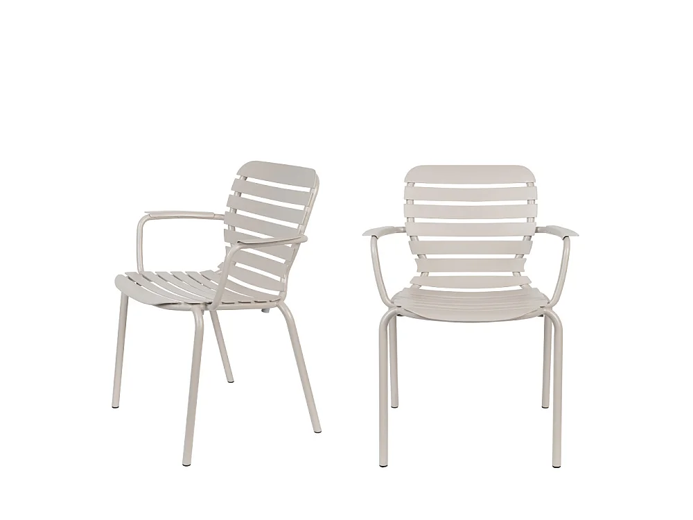 Vondel - Lot de 2 fauteuils de jardin en métal - Beige