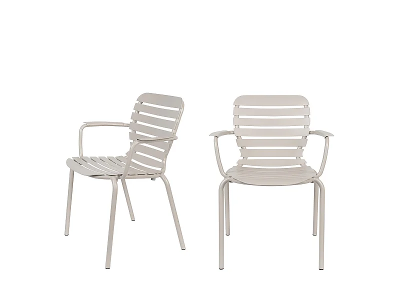 Vondel - Lot de 2 fauteuils de jardin en métal - Beige