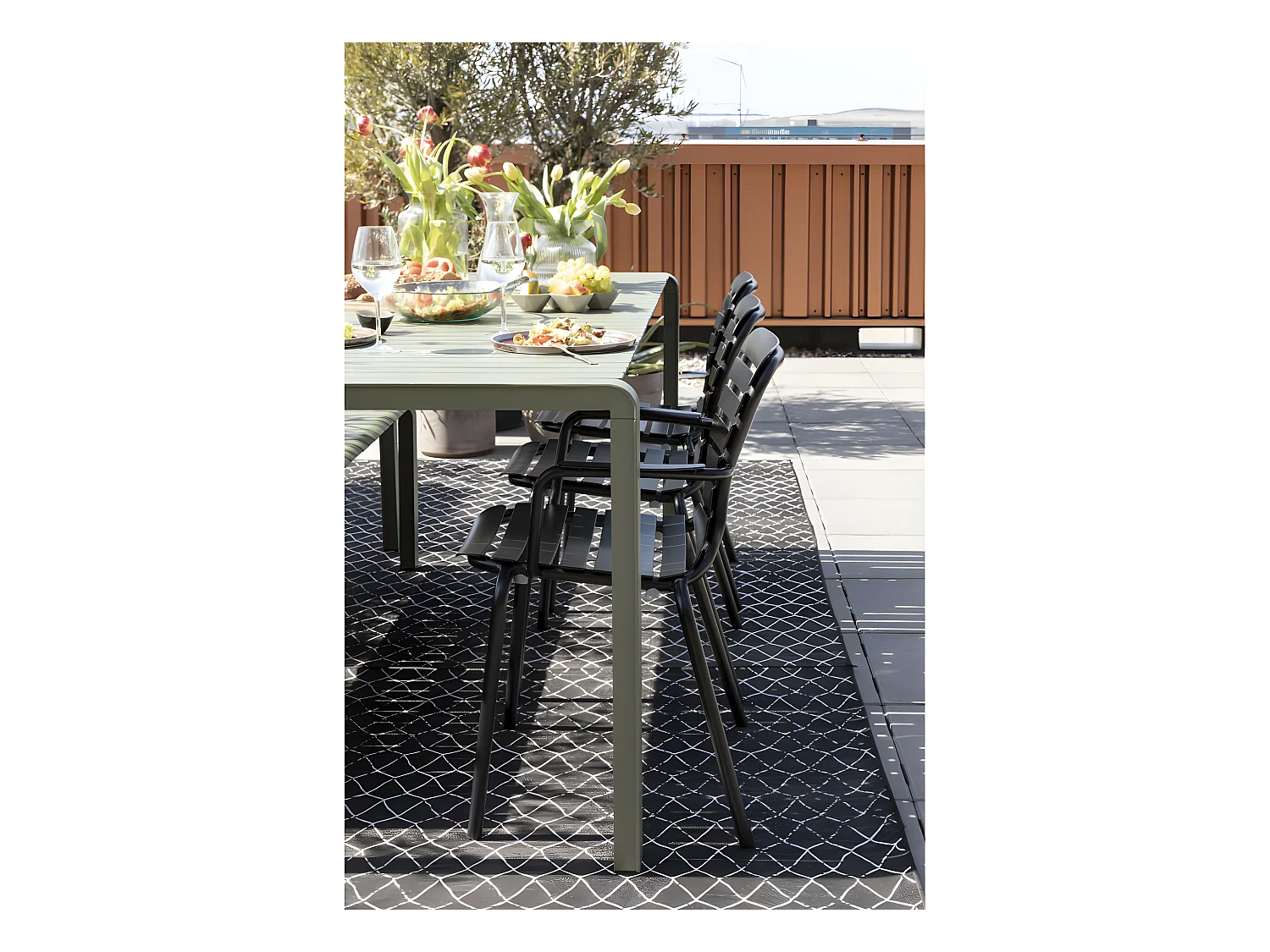 Vondel - Lot de 2 fauteuils de jardin en métal - Noir