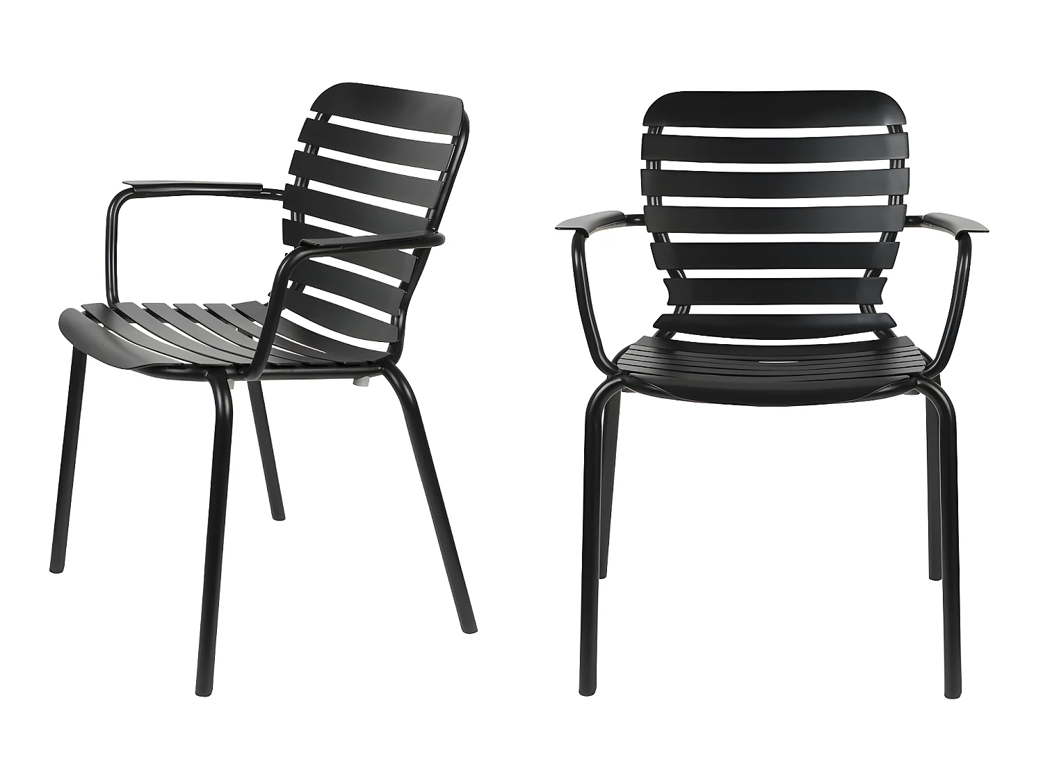 Vondel - Lot de 2 fauteuils de jardin en métal - Noir