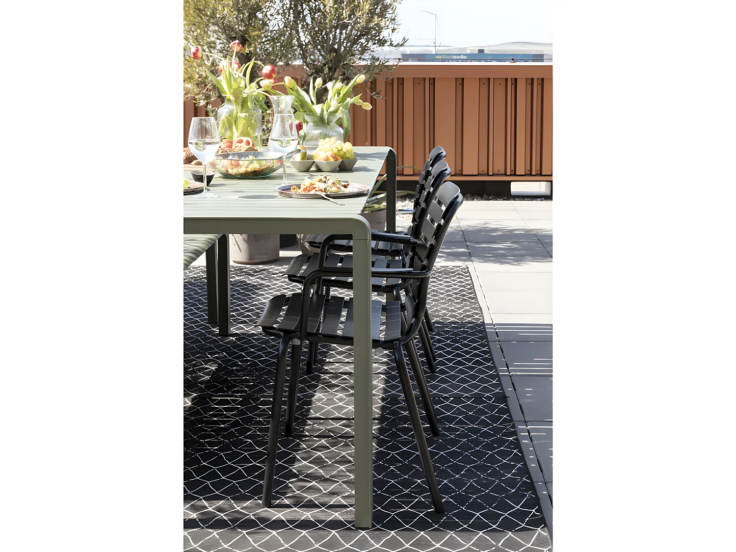 Vondel - Lot de 2 fauteuils de jardin en métal - Noir