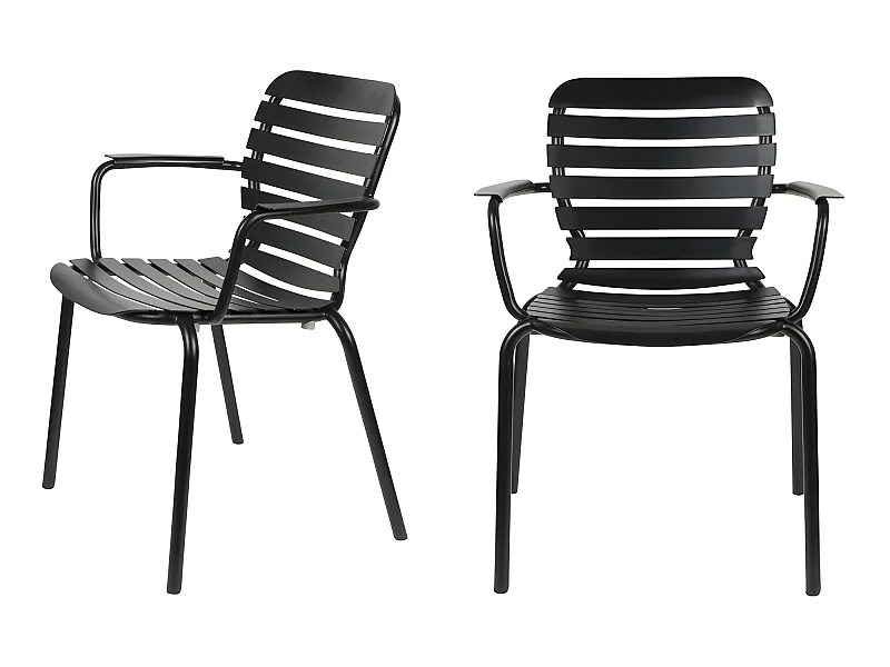 Vondel - Lot de 2 fauteuils de jardin en métal - Noir