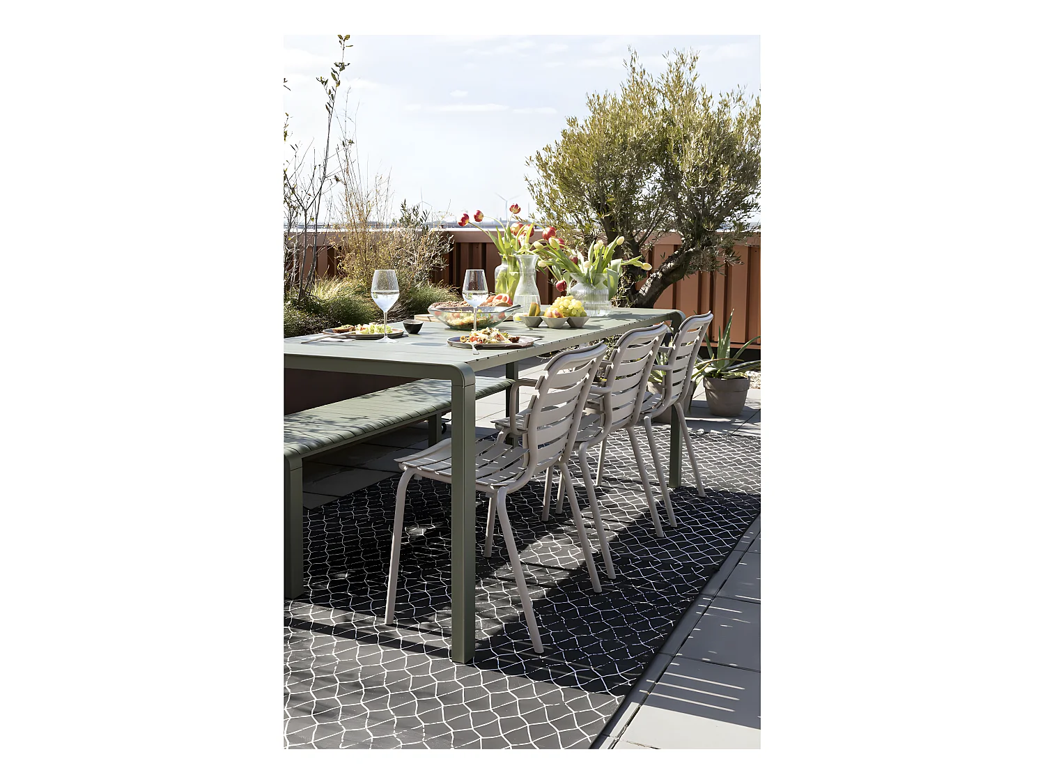 Vondel - Lot de 2 chaises de jardin en métal - Beige