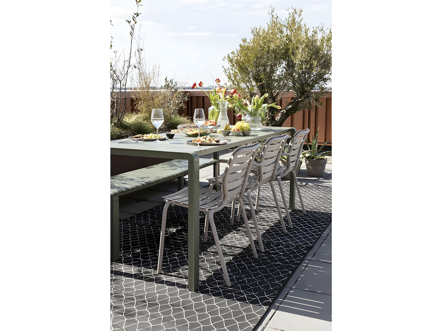 Vondel - Lot de 2 chaises de jardin en métal - Beige