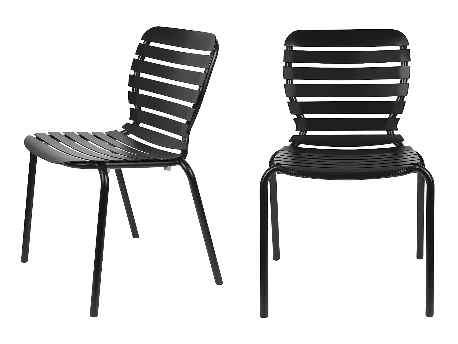 Vondel - Lot de 2 chaises de jardin en métal - Noir