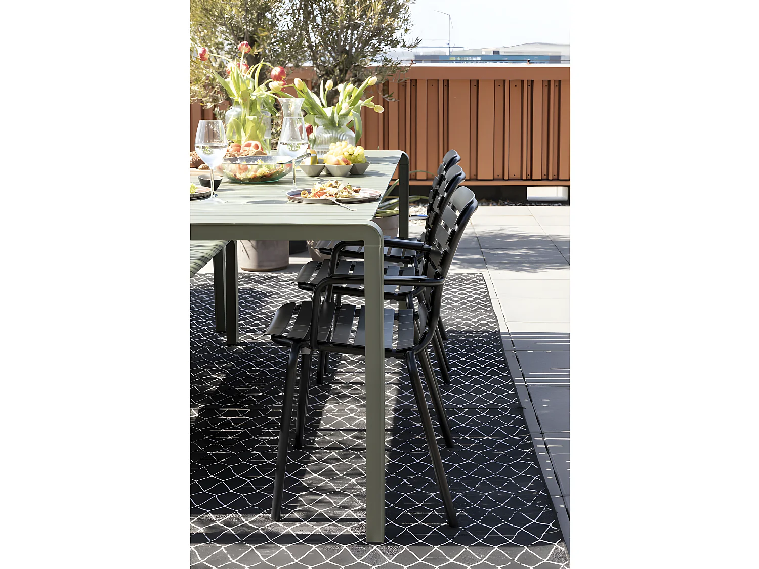 Vondel - Lot de 2 chaises de jardin en métal - Noir