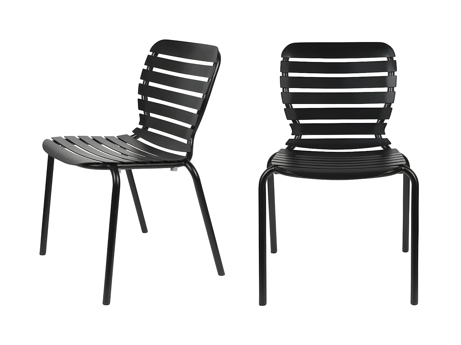 Vondel - Lot de 2 chaises de jardin en métal - Noir