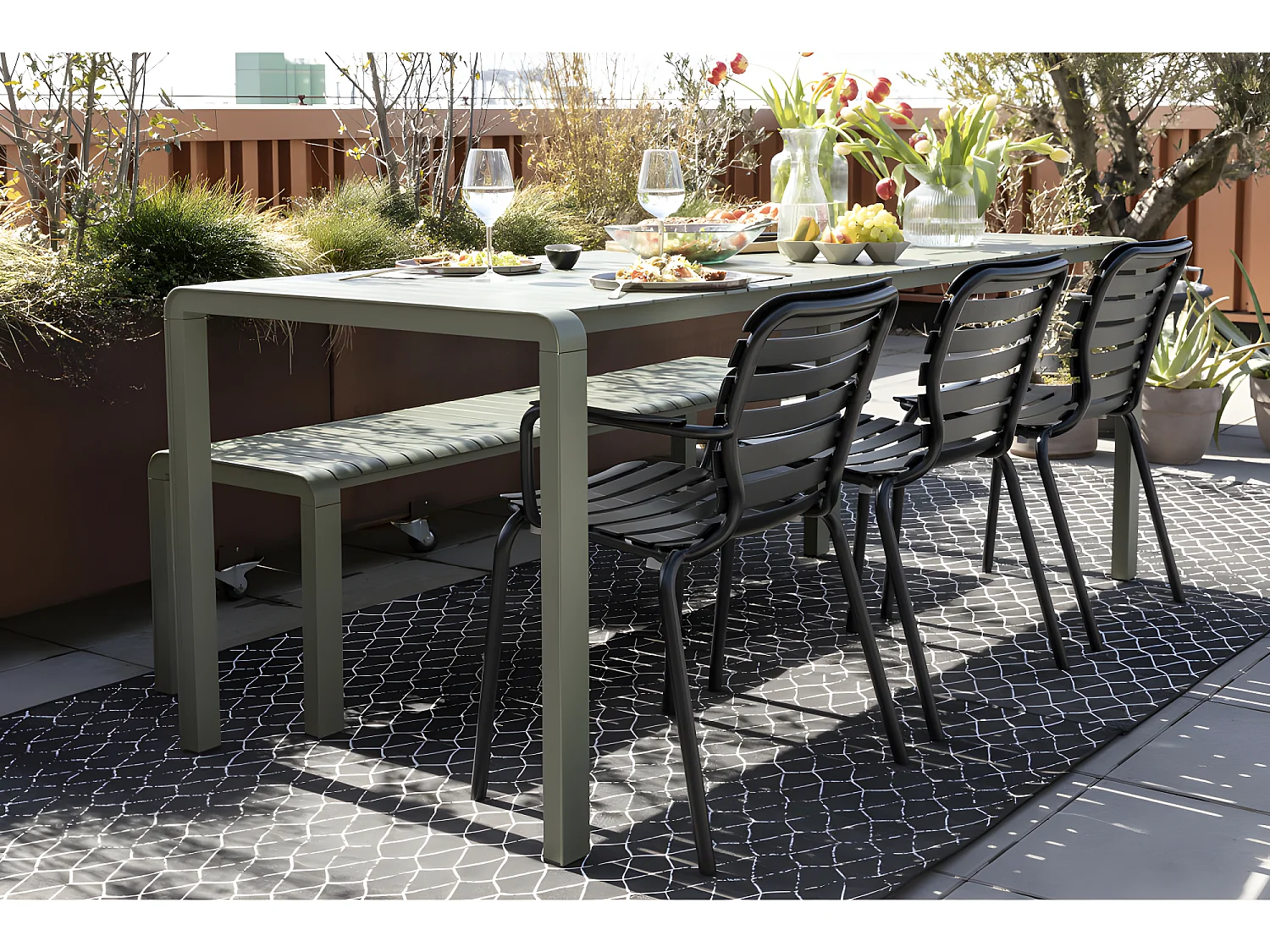 Vondel - Lot de 2 chaises de jardin en métal - Noir