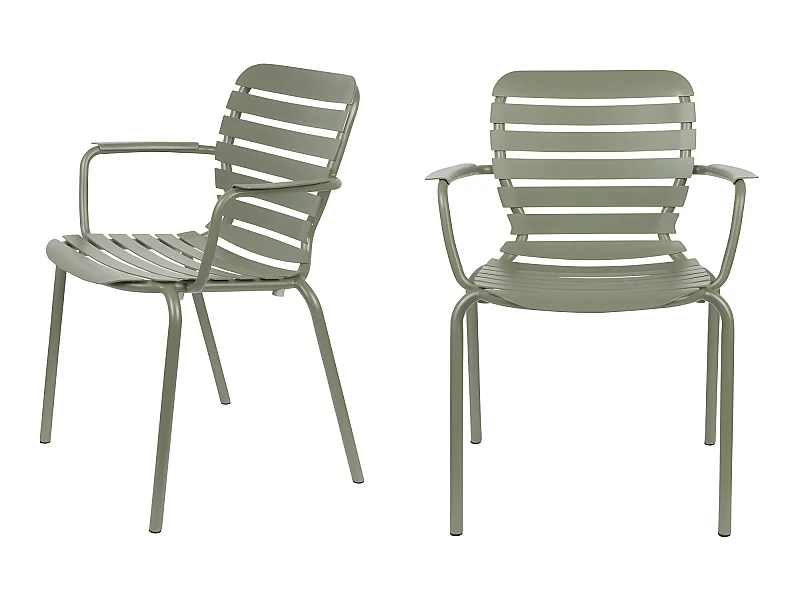 Vondel - Lot de 2 fauteuils de jardin en métal - Vert de gris