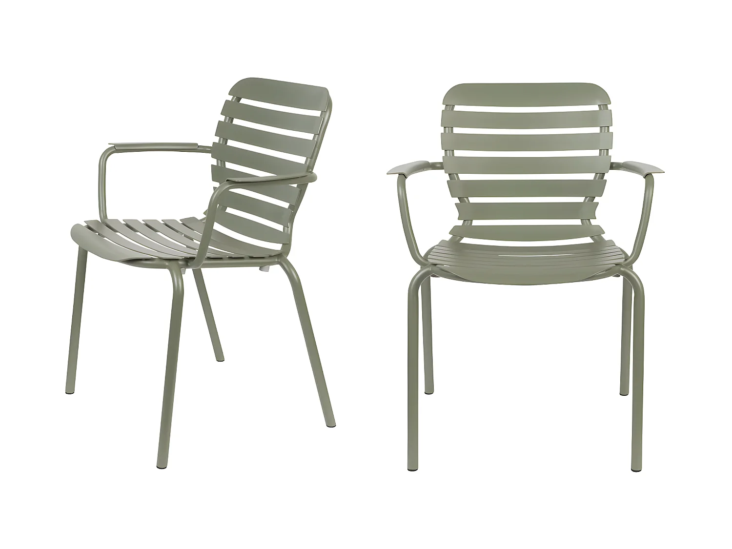 Vondel - Lot de 2 fauteuils de jardin en métal - Vert de gris