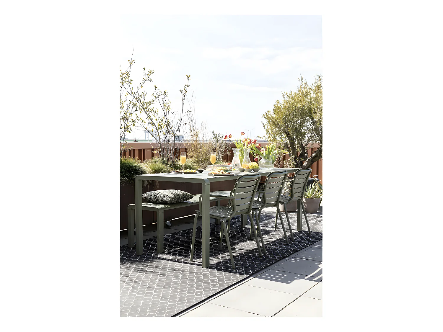 Vondel - Lot de 2 fauteuils de jardin en métal - Vert de gris