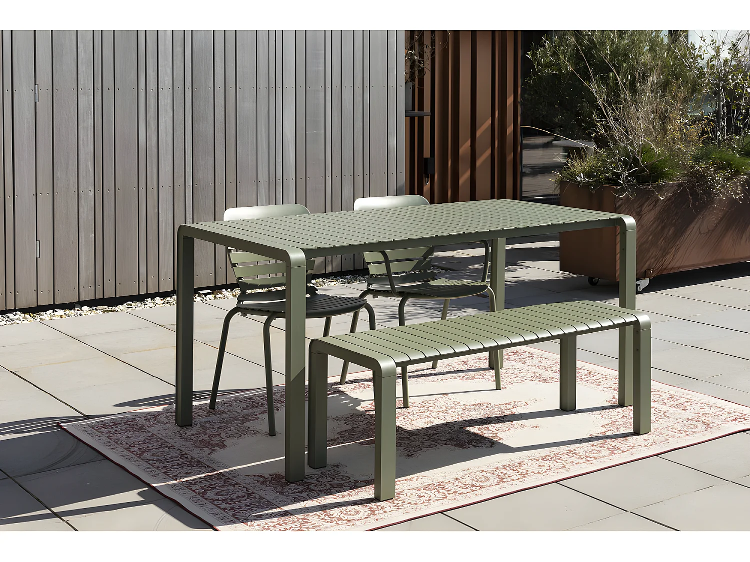 Vondel - Lot de 2 fauteuils de jardin en métal - Vert de gris