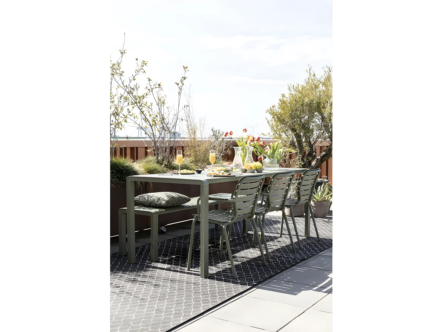 Vondel - Lot de 2 fauteuils de jardin en métal - Vert de gris