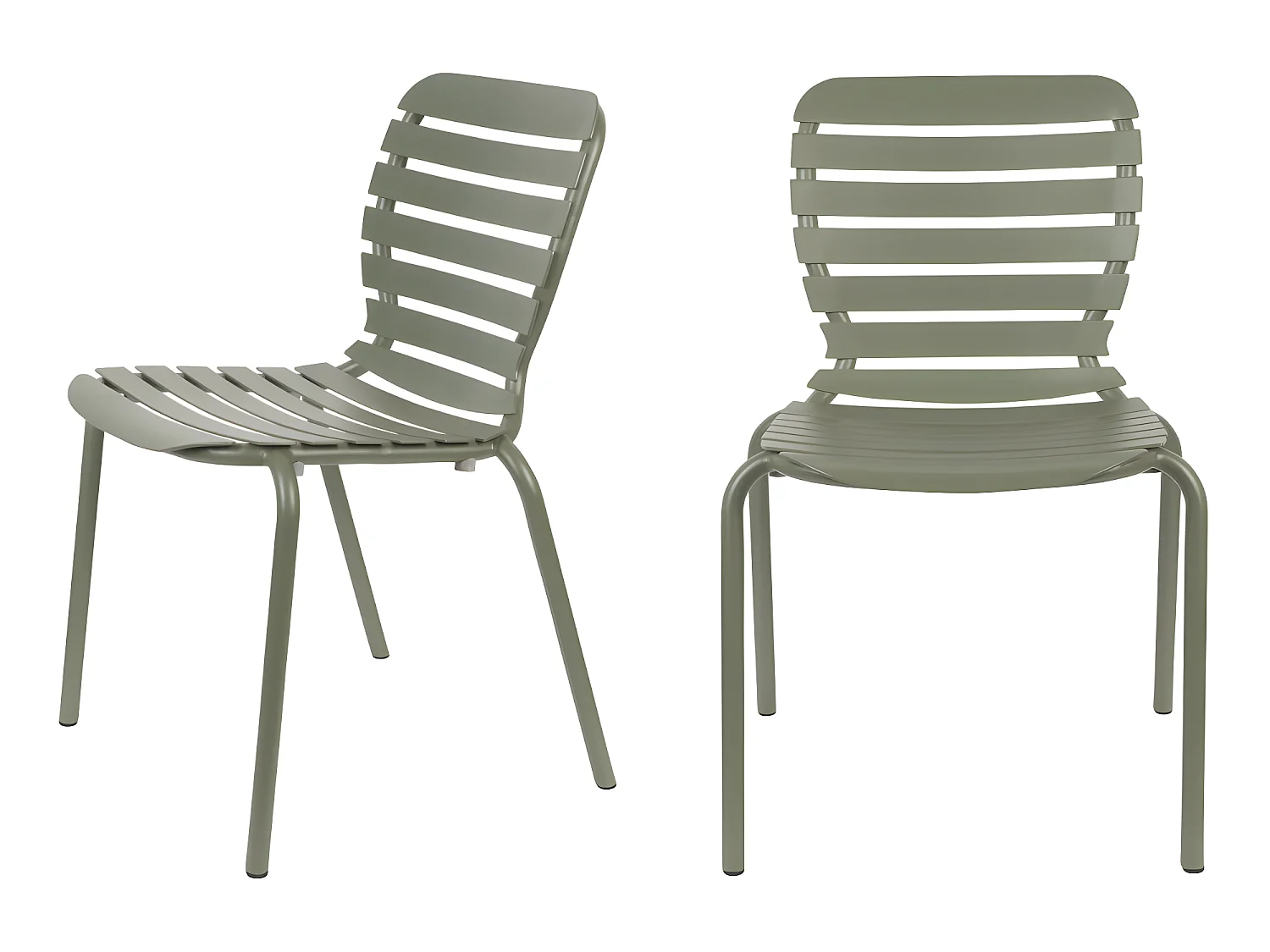 Vondel - Lot de 2 chaises de jardin en métal - Vert de gris