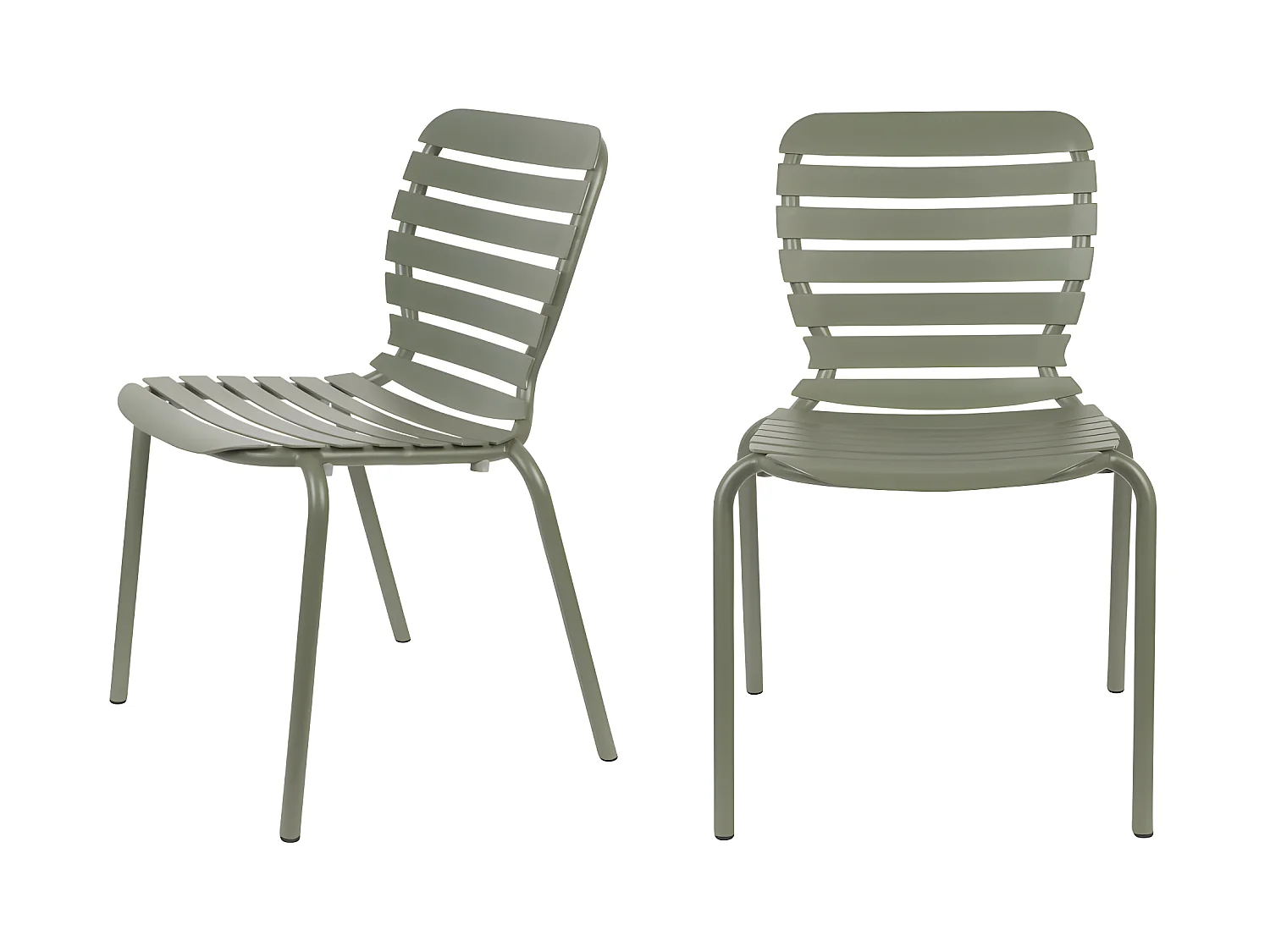 Vondel - Lot de 2 chaises de jardin en métal - Vert de gris