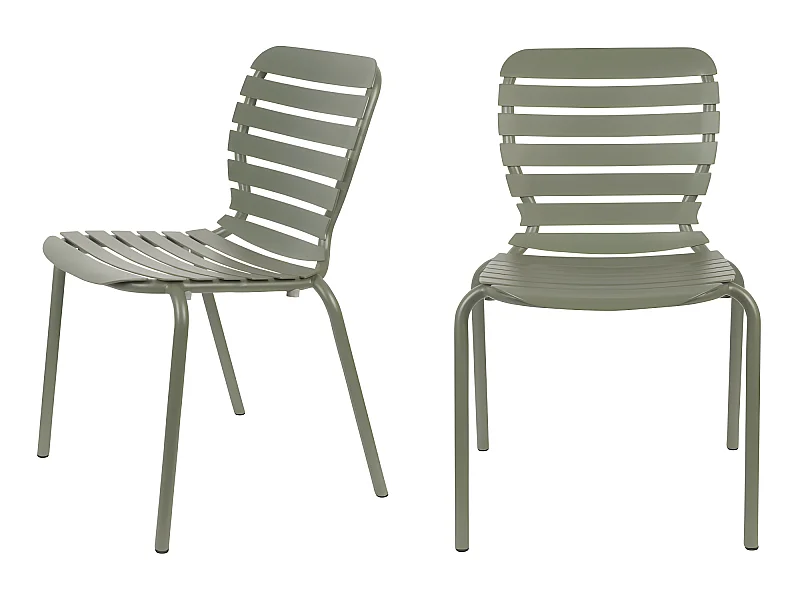 Vondel - Lot de 2 chaises de jardin en métal - Vert de gris