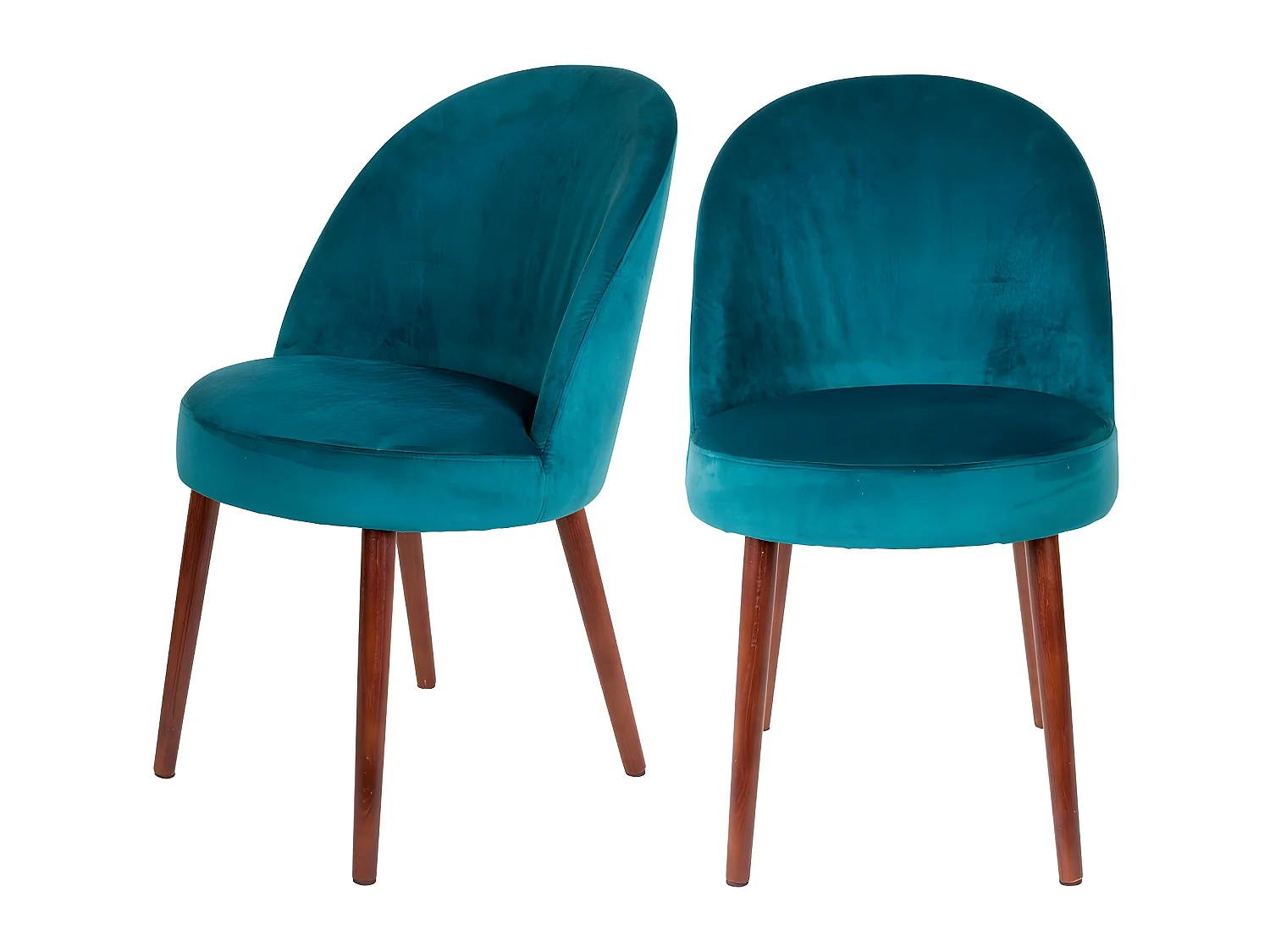 Barbara - Lot de 2 chaises en velours - Bleu pétrole