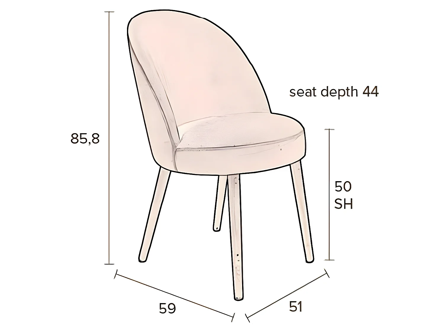 Barbara - Lot de 2 chaises en velours - Orange