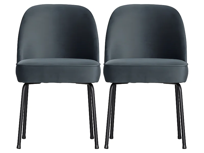 Vogue - Lot de 2 chaises design en velours - Bleu pétrole