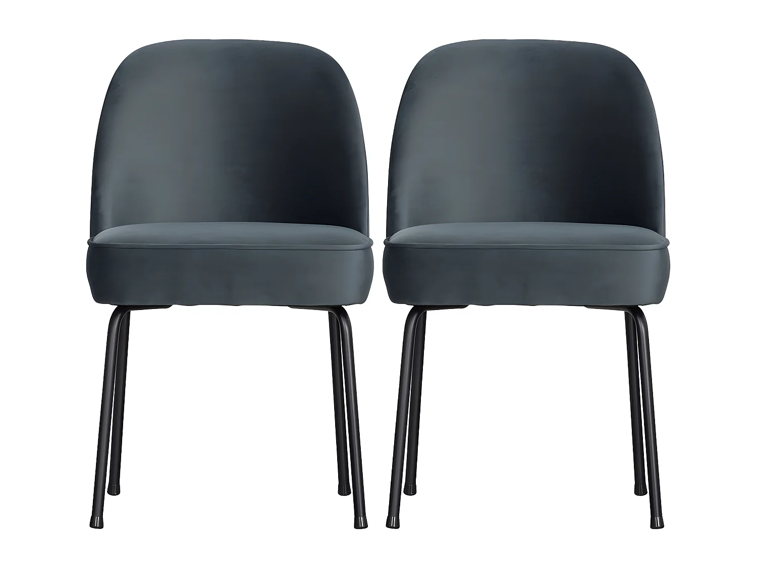 Vogue - Lot de 2 chaises design en velours - Bleu pétrole