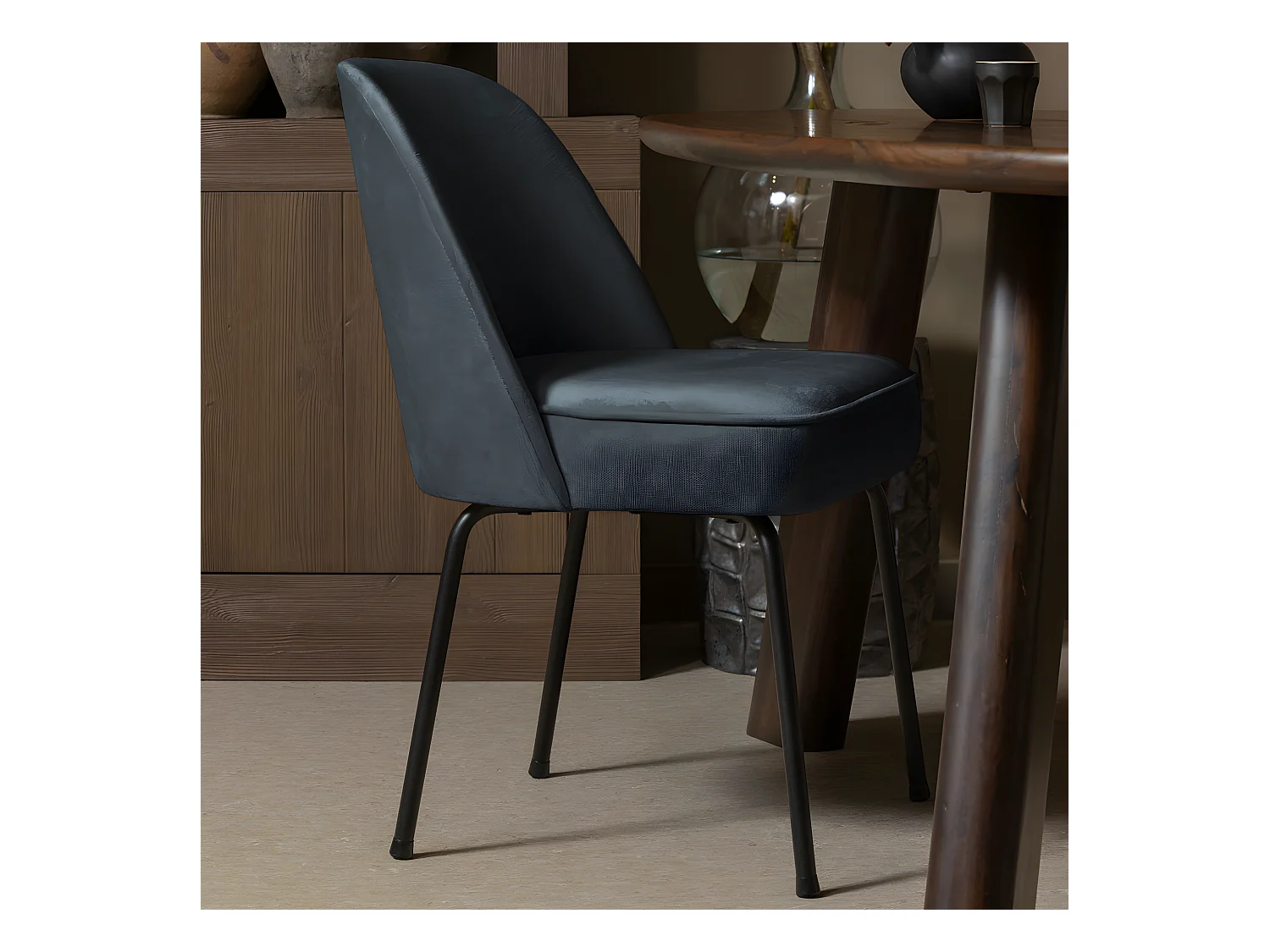 Vogue - Lot de 2 chaises design en velours - Bleu pétrole