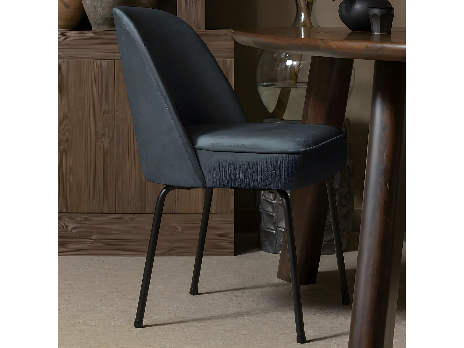 Vogue - Lot de 2 chaises design en velours - Bleu pétrole