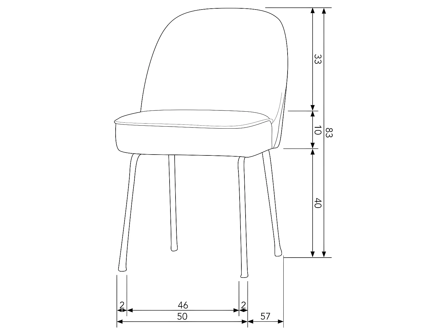 Vogue - Lot de 2 chaises design en velours - Bleu pétrole