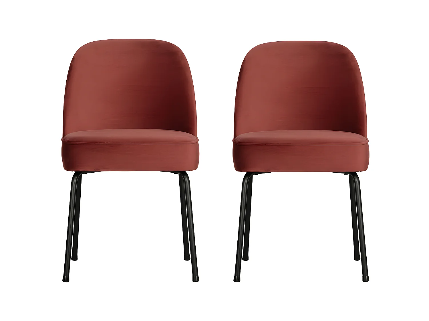 Vogue - Lot de 2 chaises design en velours - Grenat