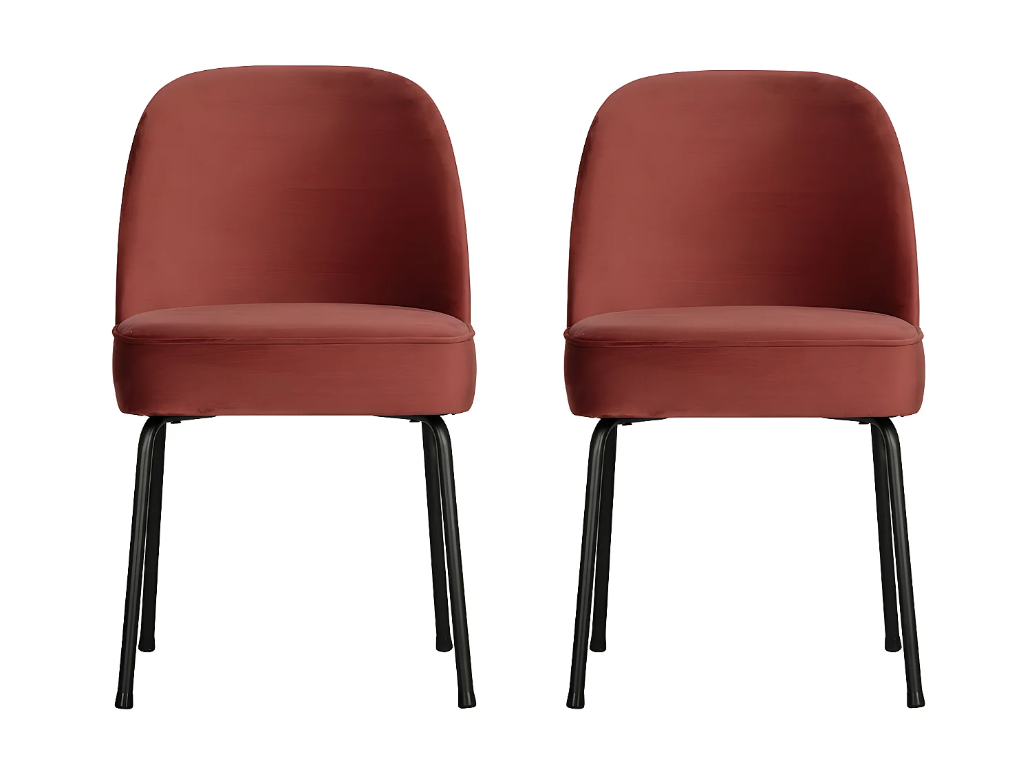 Vogue - Lot de 2 chaises design en velours - Grenat