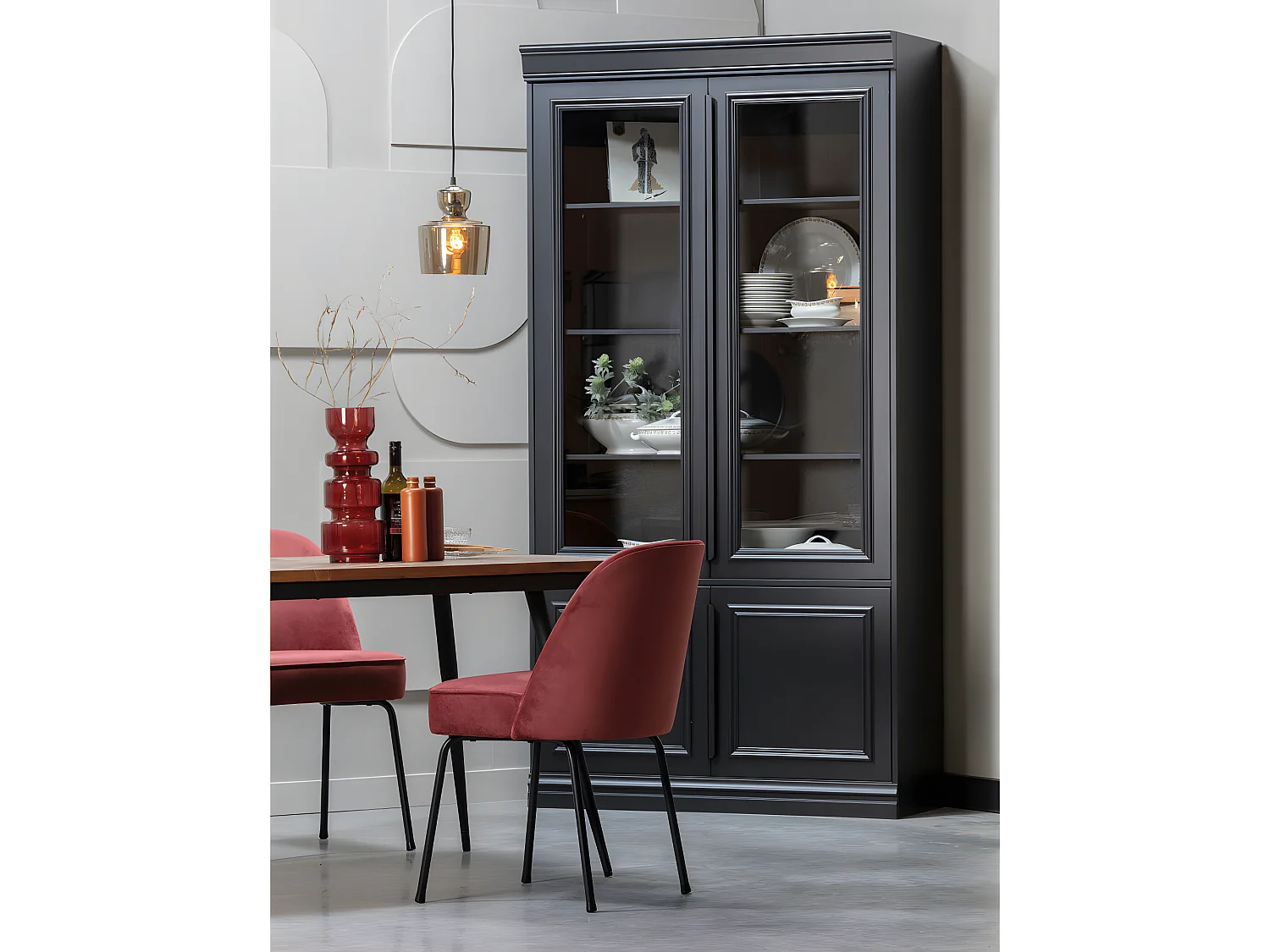 Vogue - Lot de 2 chaises design en velours - Grenat