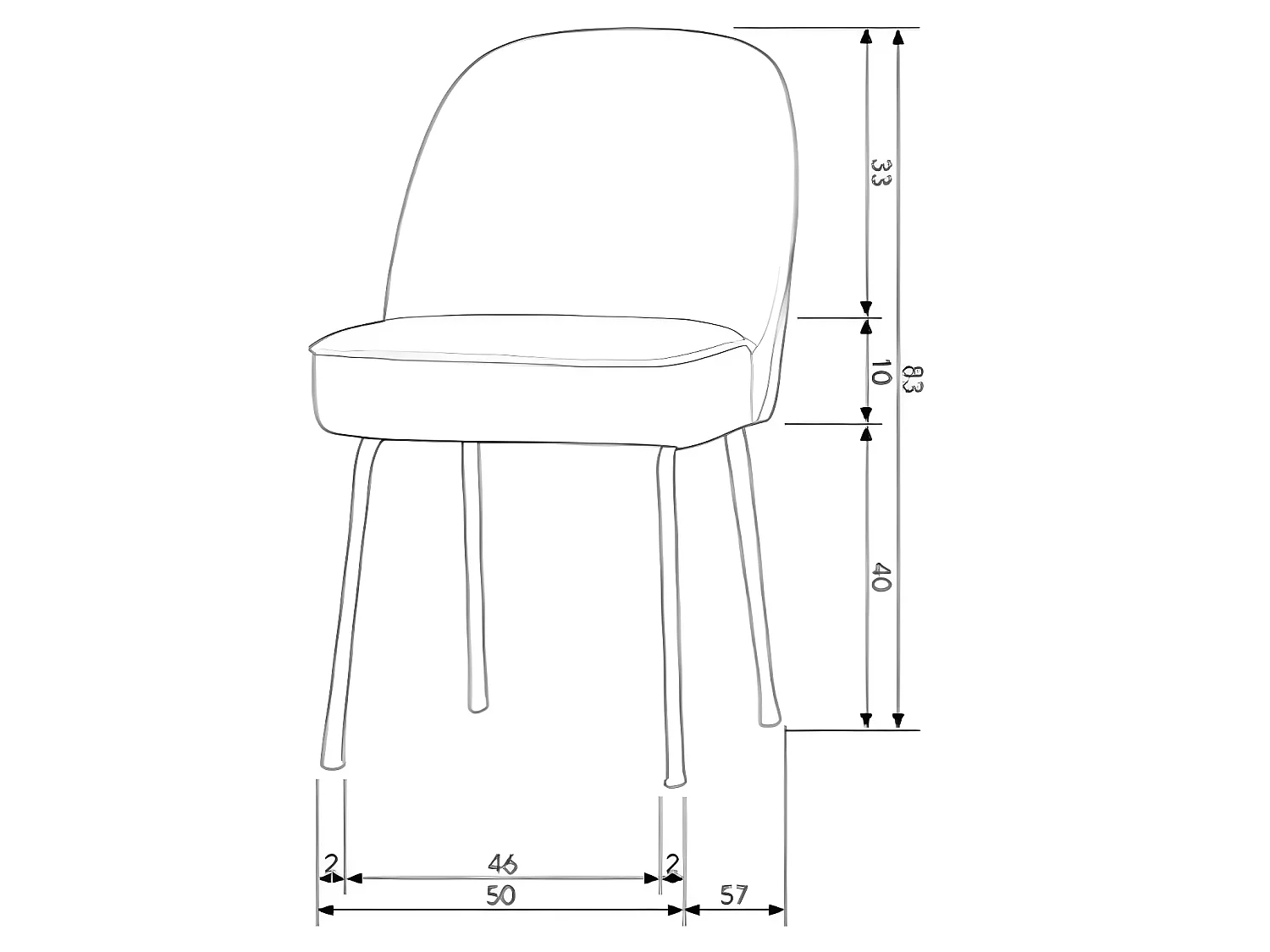Vogue - Lot de 2 chaises design en velours - Grenat