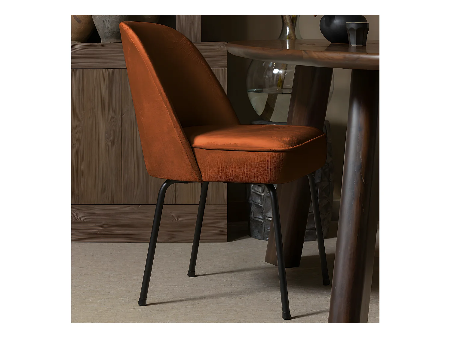 Vogue - Lot de 2 chaises design en velours - Rouille