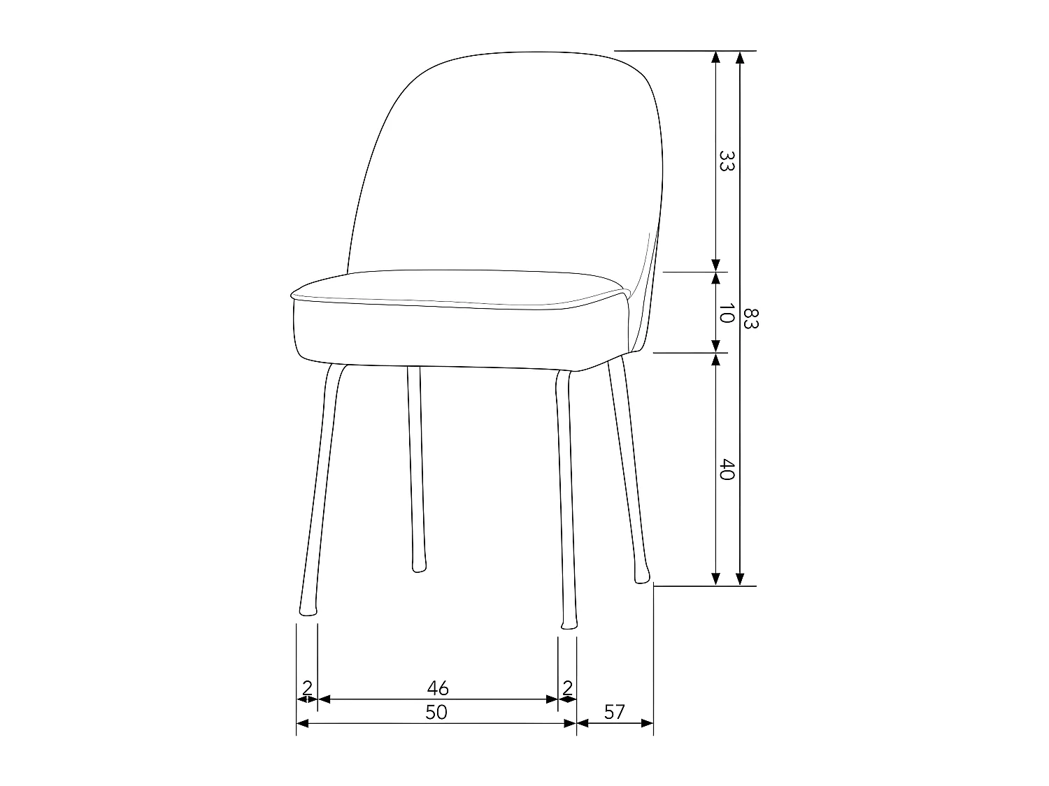 Vogue - Lot de 2 chaises design en velours - Rouille
