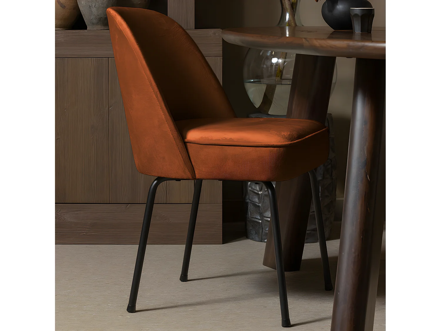 Vogue - Lot de 2 chaises design en velours - Rouille